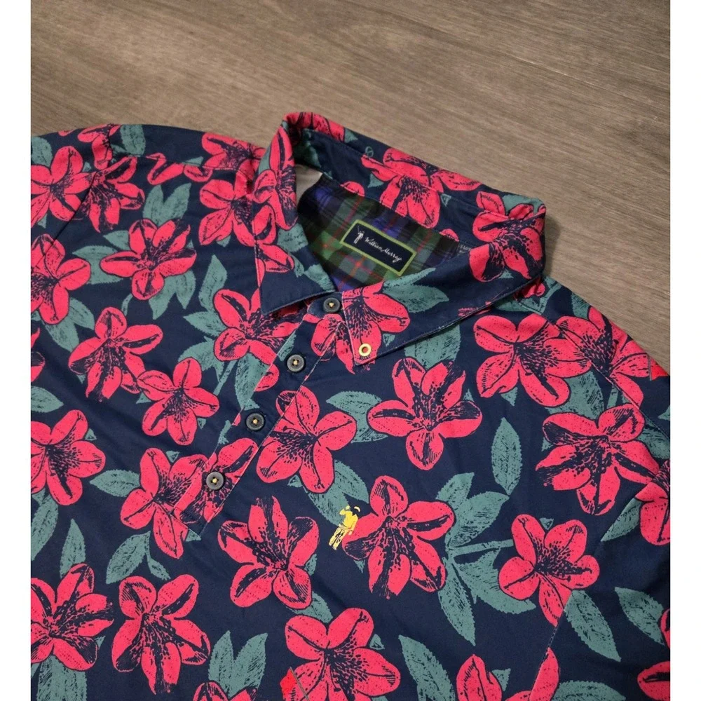 William Murray Shirt Mens Floral Geometric All Over Print Golf Polo XL Preppy - Picture 3 of 9